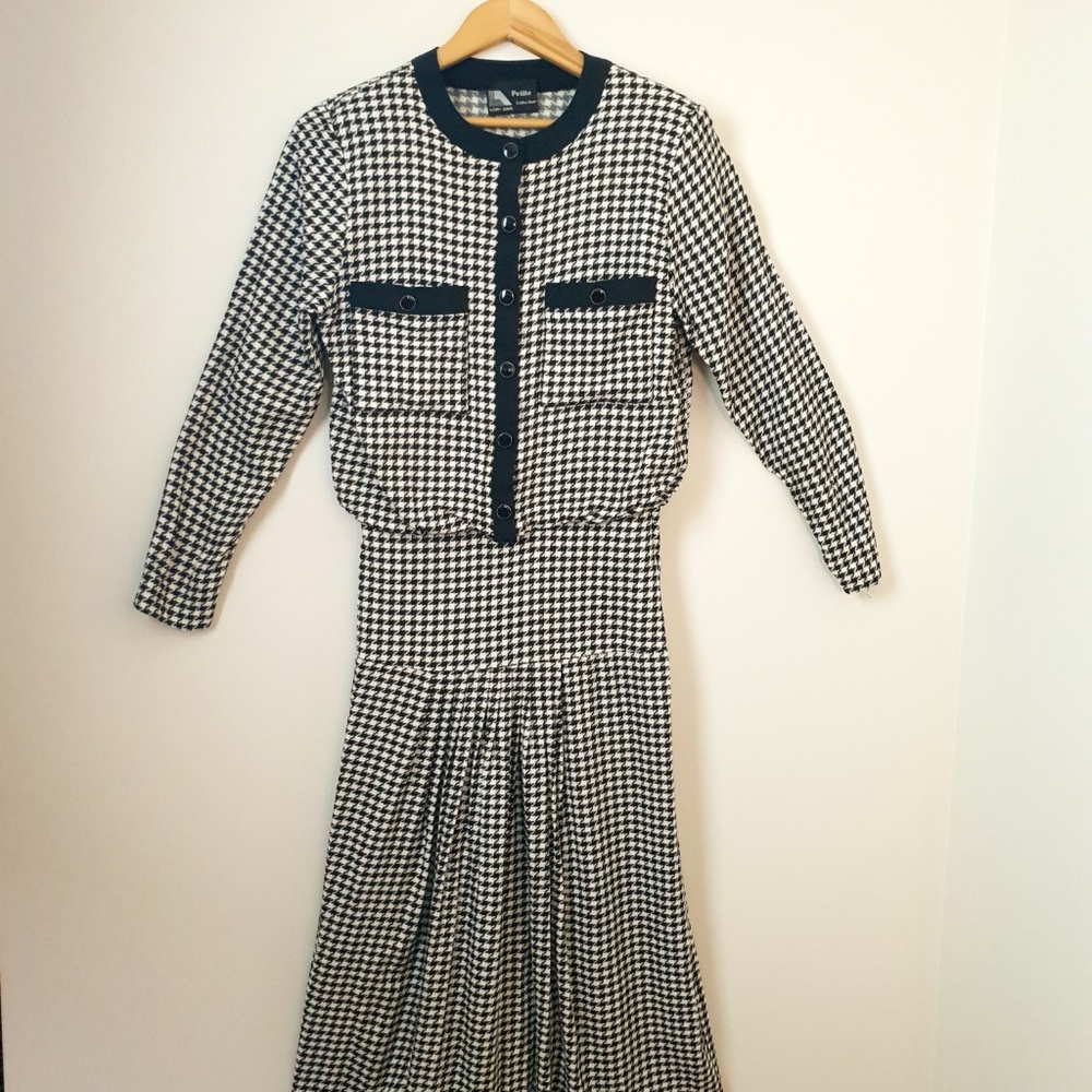 Houndstooth 80s Vintage Dress - Picture 7 of 8